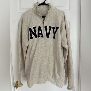 United States Naval Academy Oatmeal Heather 1/4 Zip Sweatshirt (XL)